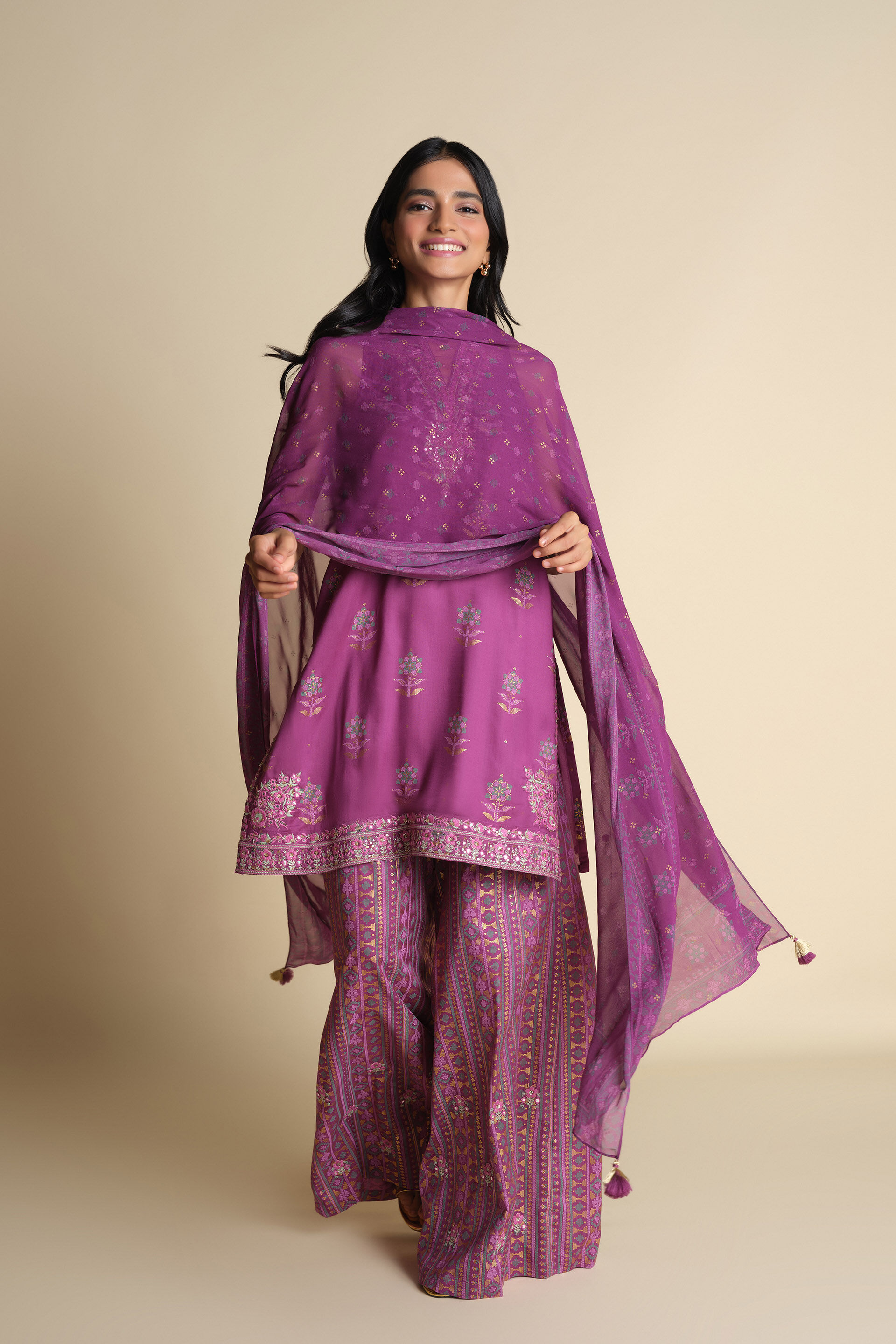 Kala Khatta Kurta Set, Purple, image 3